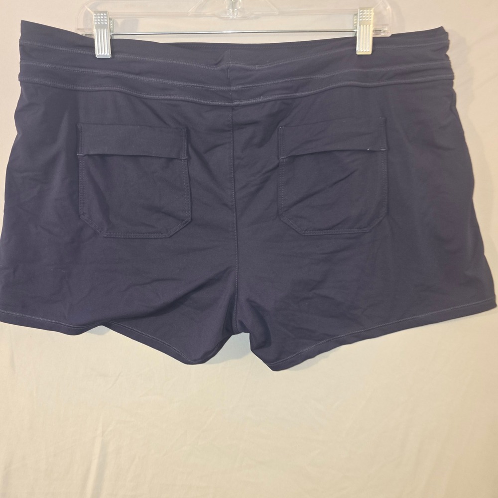 Athleta XL Board Shorts Style Navy Blue Drawstring Swim Bottoms Back Pockets